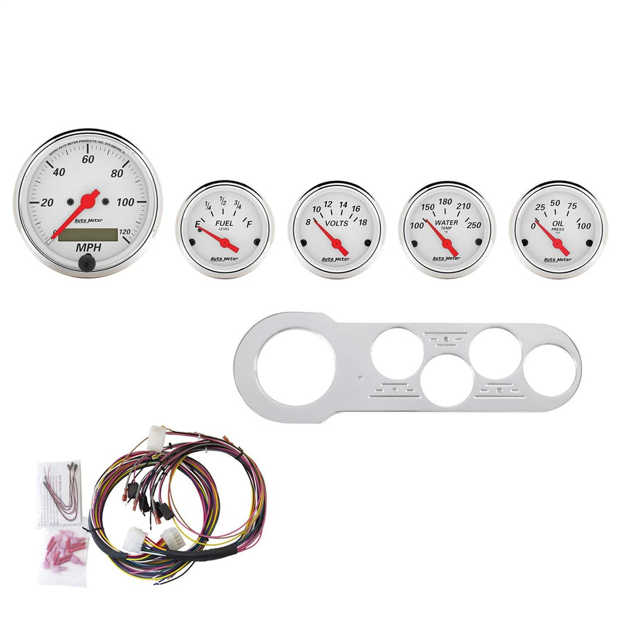 AutoMeter Gauge Kit 7042-AW, 5 Pc, Chevy Car 53-54, Mph/Fuel/Oilp/Wtmp/Bat, Aw