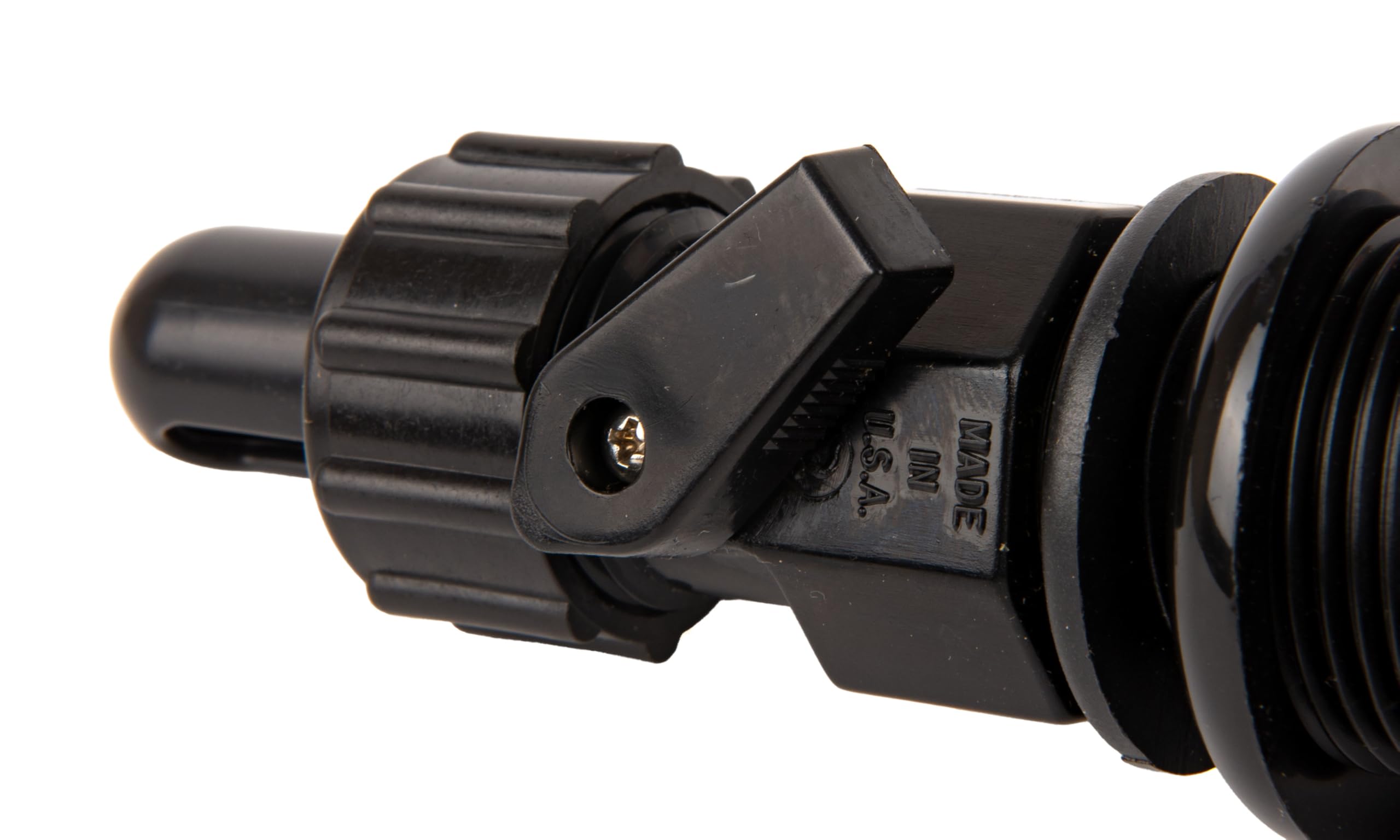T-H Marine On Off Valve Aerator Spray Heads - Livewell and Bait Tank Aerator Fittings - Barbed 90 Degree Head Fits 1-1/8" Hose - Fixed Flange - Black - On Off Valve