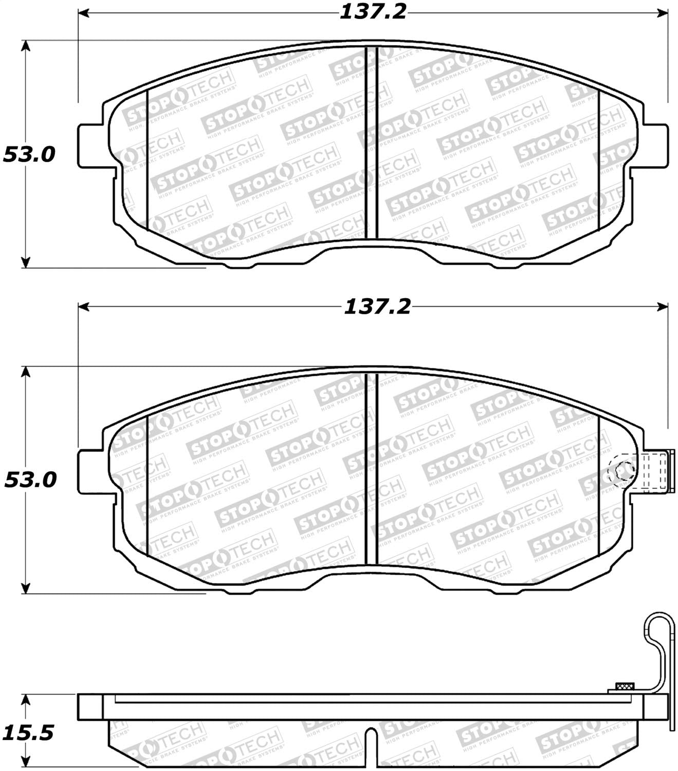 Front StopTech 308.08152 Brake Pads with Shims and Hardware Street