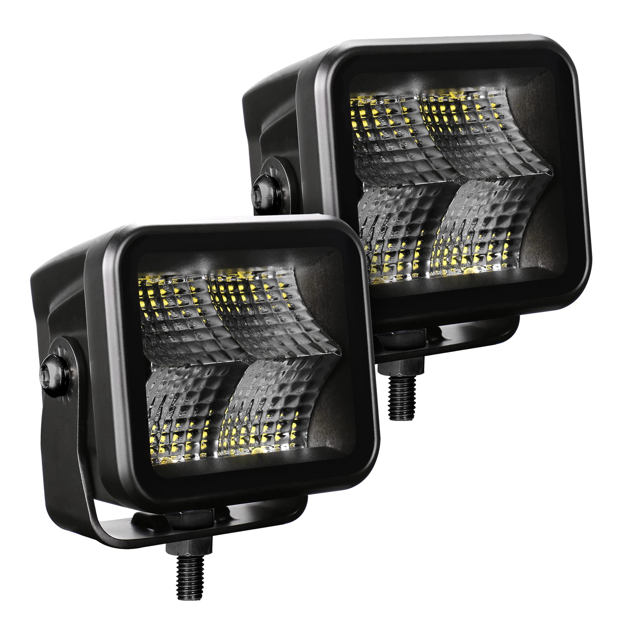 Xplor Lighting: Go Rhino Blackout Series 3x3 LED Cube Flood Light Kit (Pair) | Surface Mount (Threaded Stud Mount) Aluminum, Black | 750400321FCS