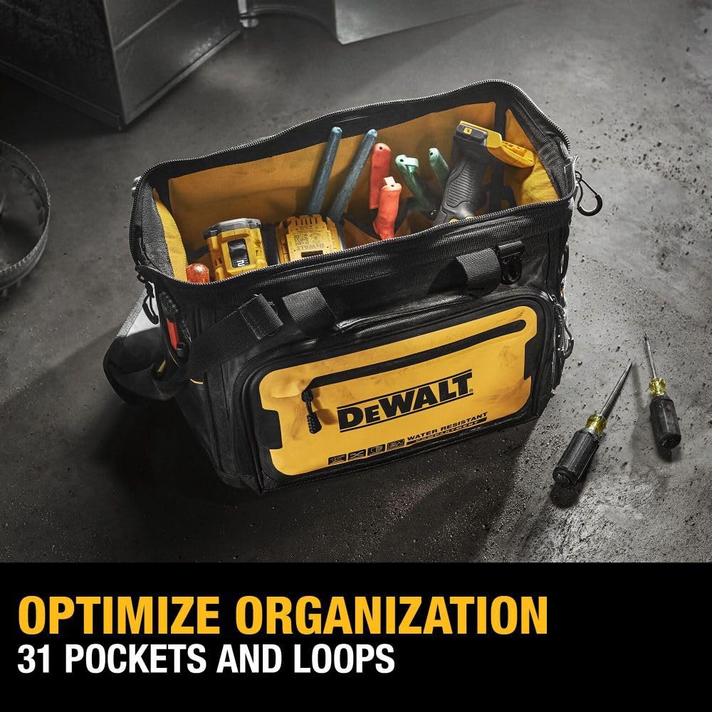 DEWALT 16-inch Tool Bag, Water Resistant, Hard Bottom, Professional Tool Tote (DWST560103)