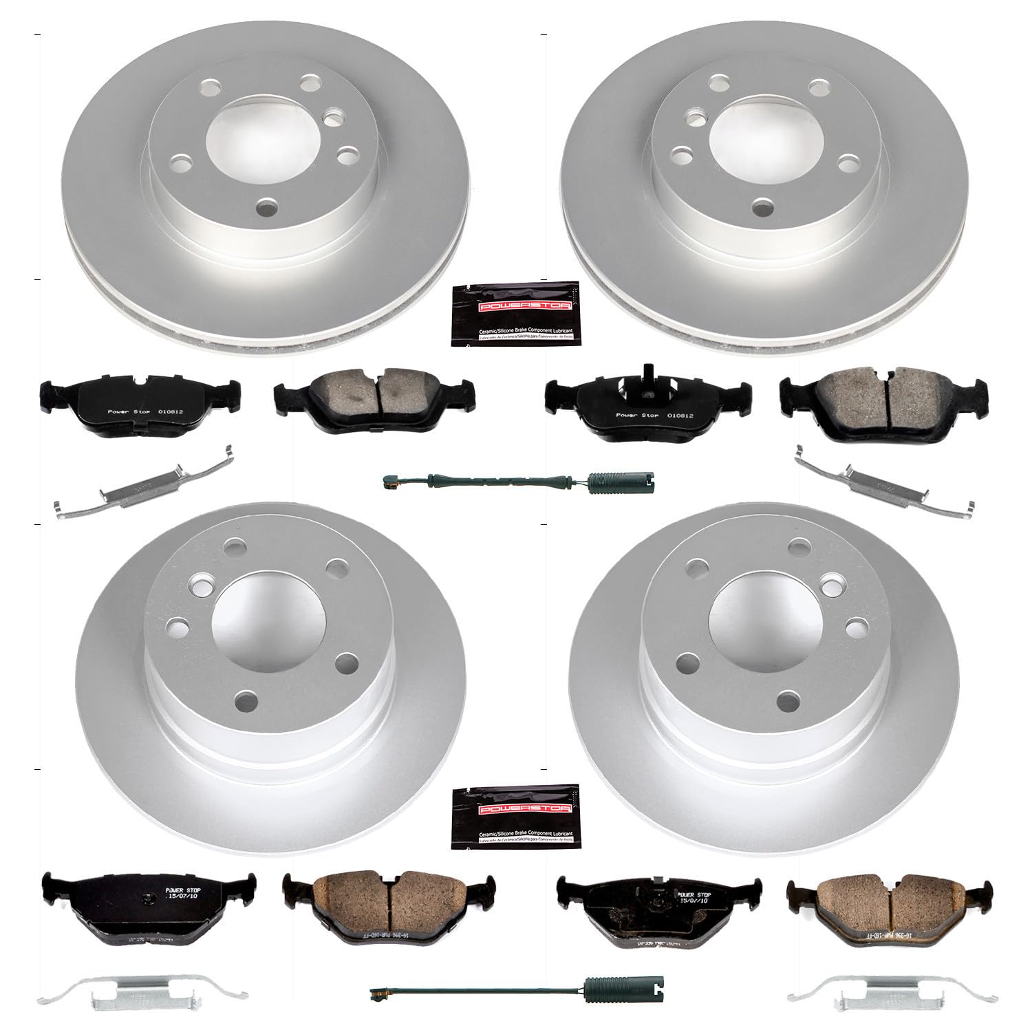 Power Stop Z23 Evolution Geomet Coated Brake Kit and 1 Front & 1 Rear Sensor Wires For BMW Z3 1997-2002 [Model Specific]