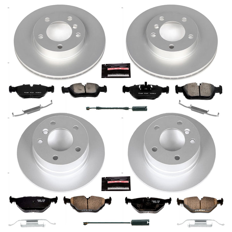 Power Stop Z23 Evolution Geomet Coated Brake Kit and 1 Front & 1 Rear Sensor Wires For BMW Z3 1997-2002 [Model Specific]