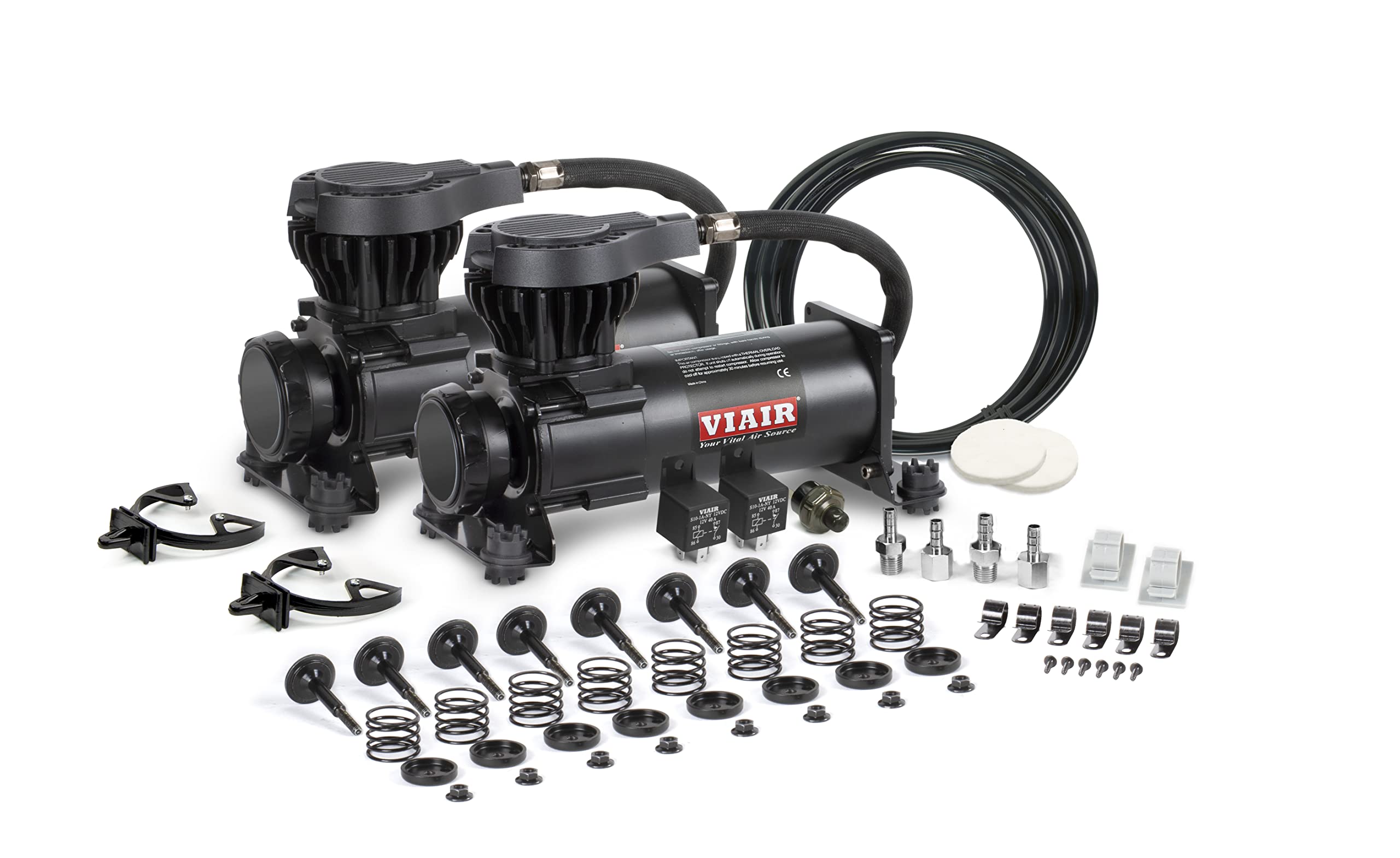 VIAIR 310 Dual Value Pack Stealth Series 200 PSI, Air Ride Suspension, Air Horns, 50% quieter, 100% duty @ 100 PSI, Black,31032