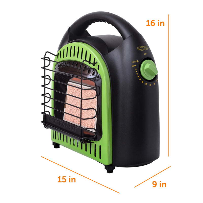 Flame King 10,000 BTU YSN-CHS10 Portable Propane Space Radiant Heater Indoor* & Outdoor for Camping, Garage, Ice Fishing, Patio, Green/Black 10K