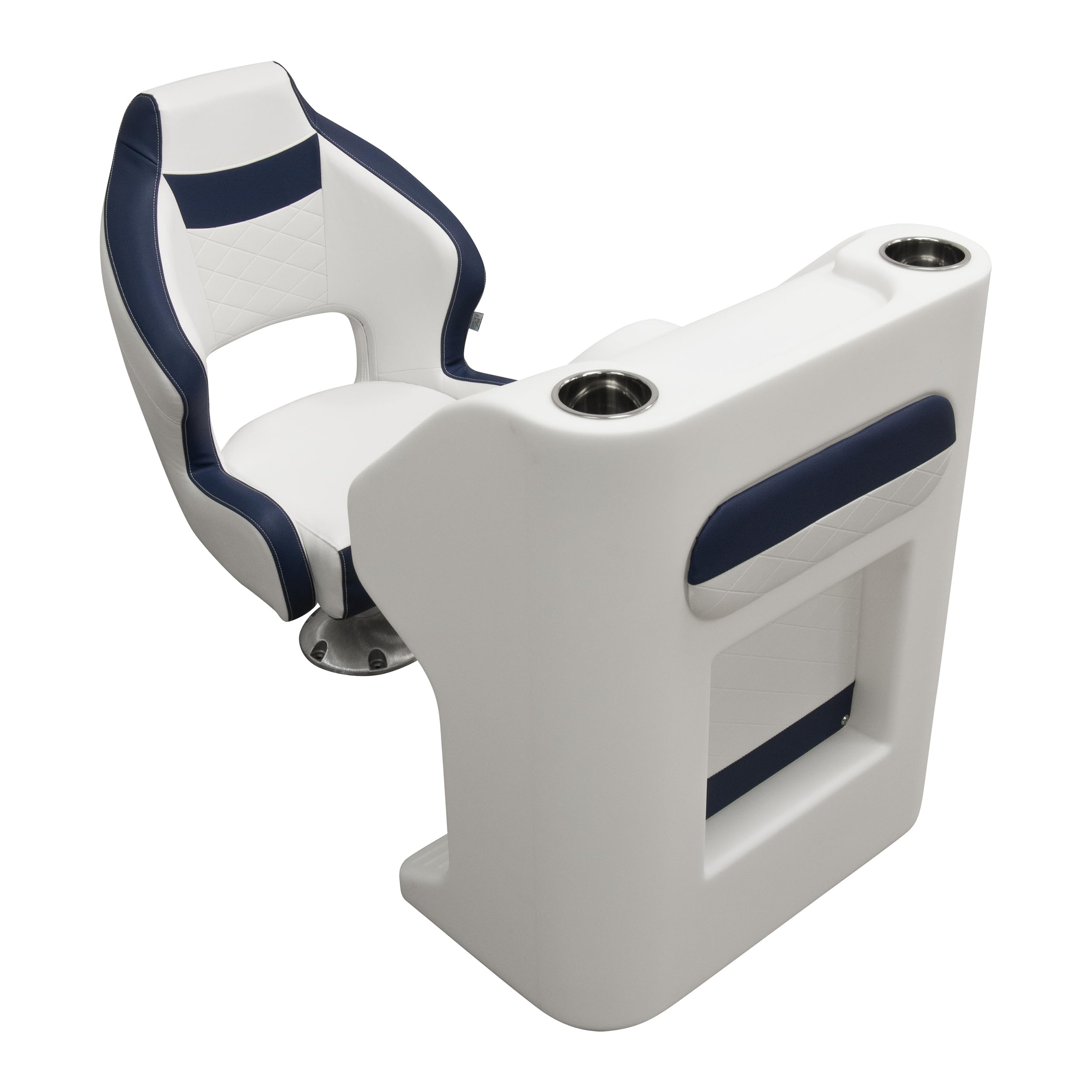 DLX Series Wise DLX3338-1904 Pontoon Bucket Seat with Flip Up Bolster - White/Mariner Blue