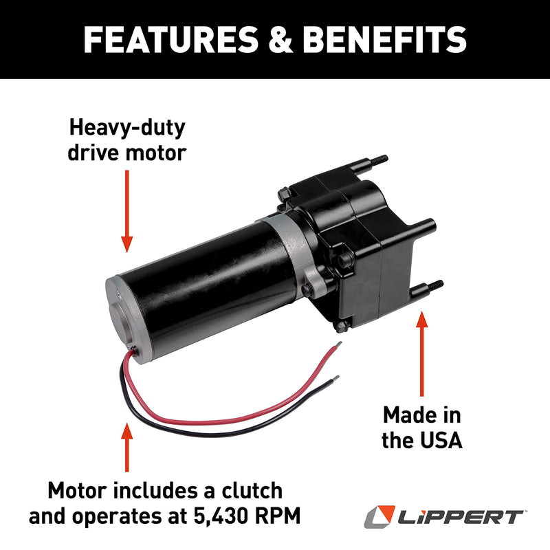 Lippert Replacement Ground Control 2.0 RV Electric Automatic Leveling System Heavy-Duty Drive Motor with Clutch, 5,430 RPM - 241795