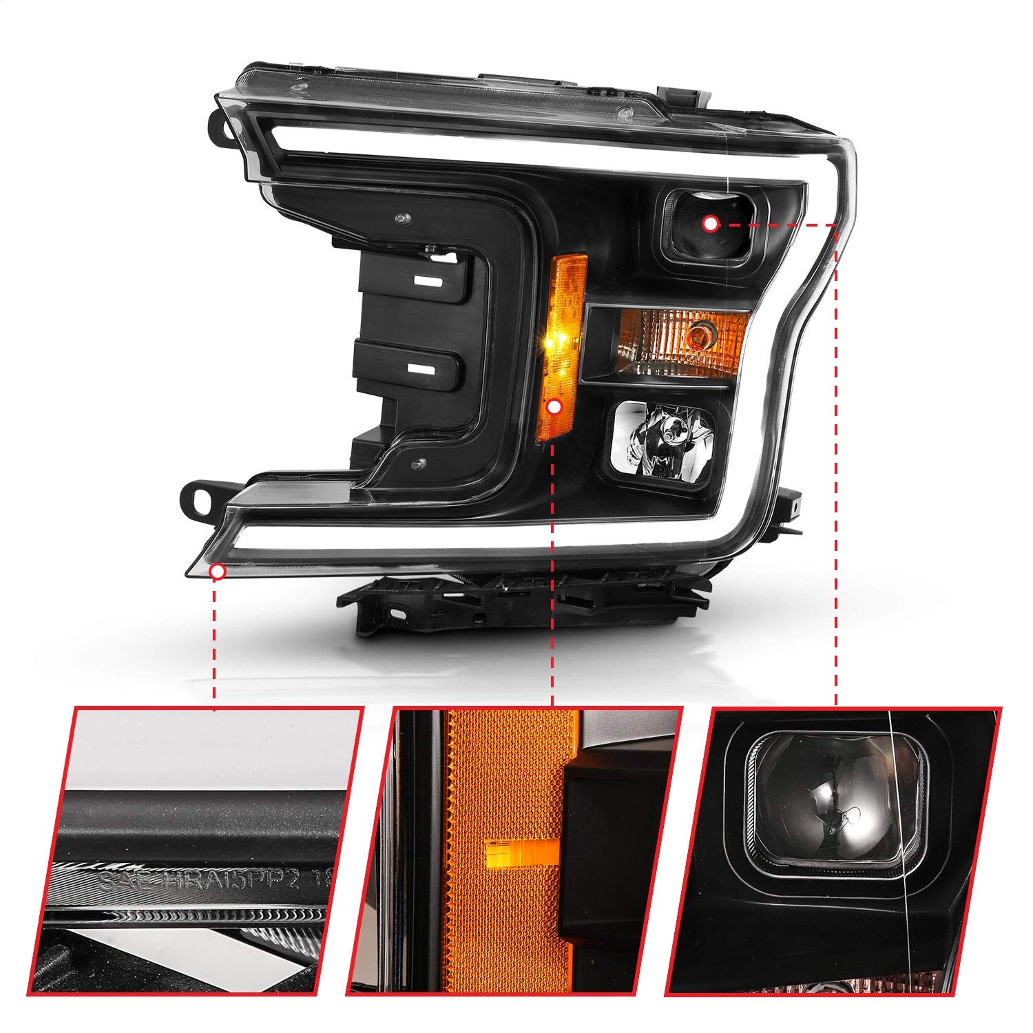 Projector Headlamps ANZO USA 111467 Fits Ford F-150