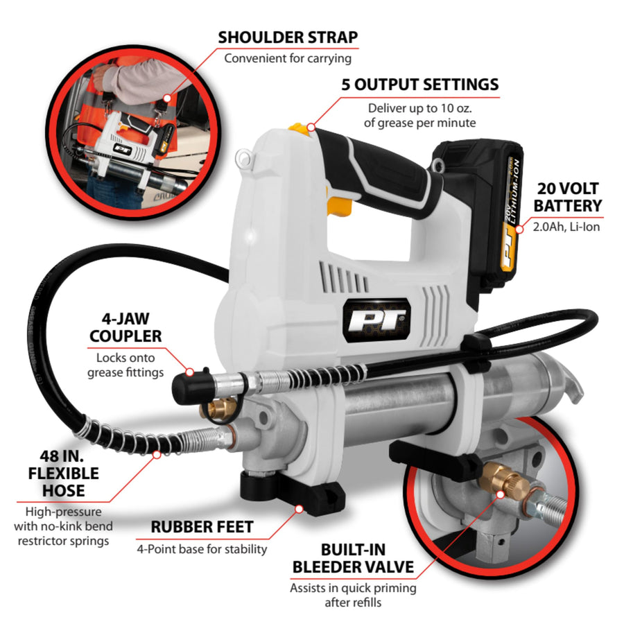20V Performance Tool W7721 Cordless High Volume Grease Gun