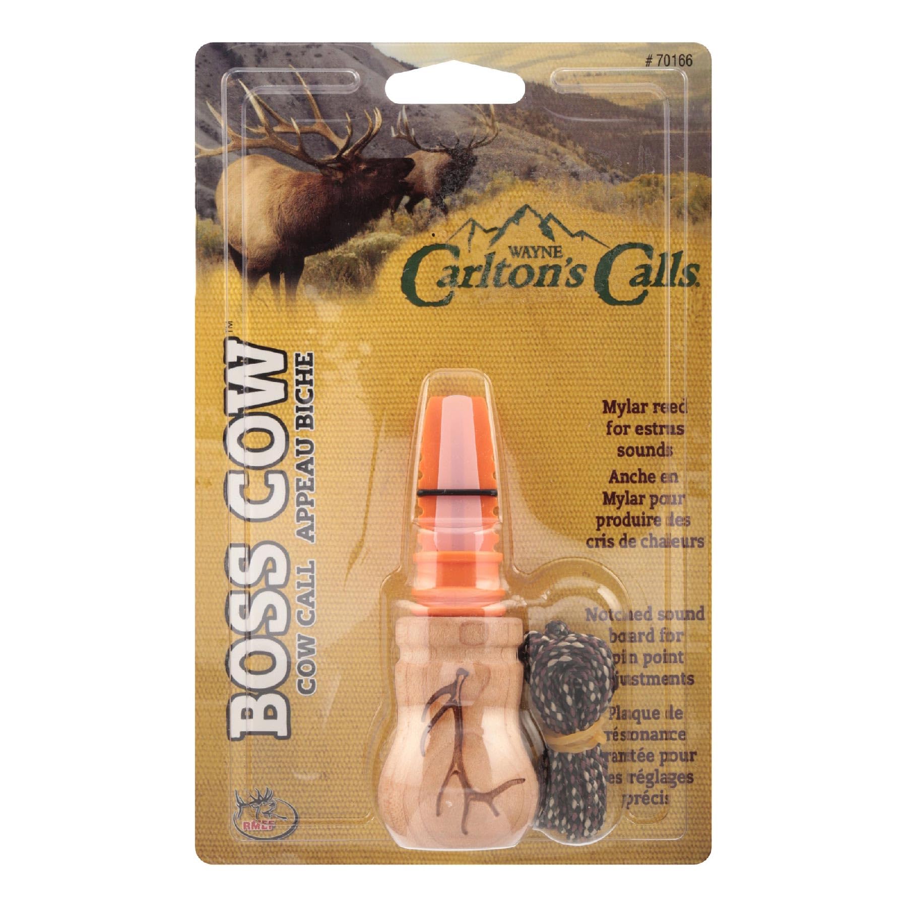 Boss Cow Call Hunters Specialties - Open-Reed Elk Call for High-Pitched Loud Mature Cow Moos and Bleats (Lanyard Included)