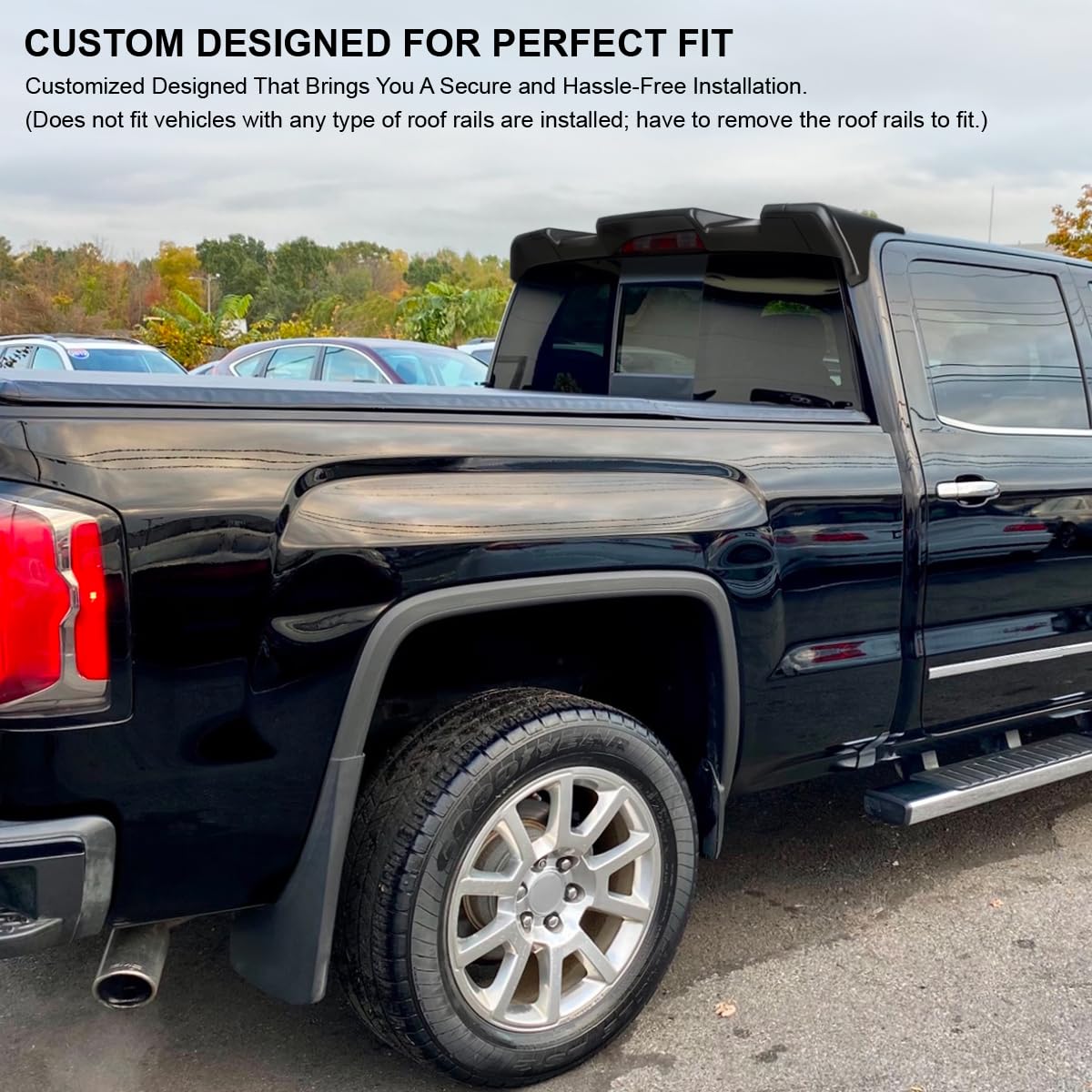 Matte Black ABS Cab Roof Spoiler Spec-D Tuning for 2014-2017 GMC Sierra 1500 Models