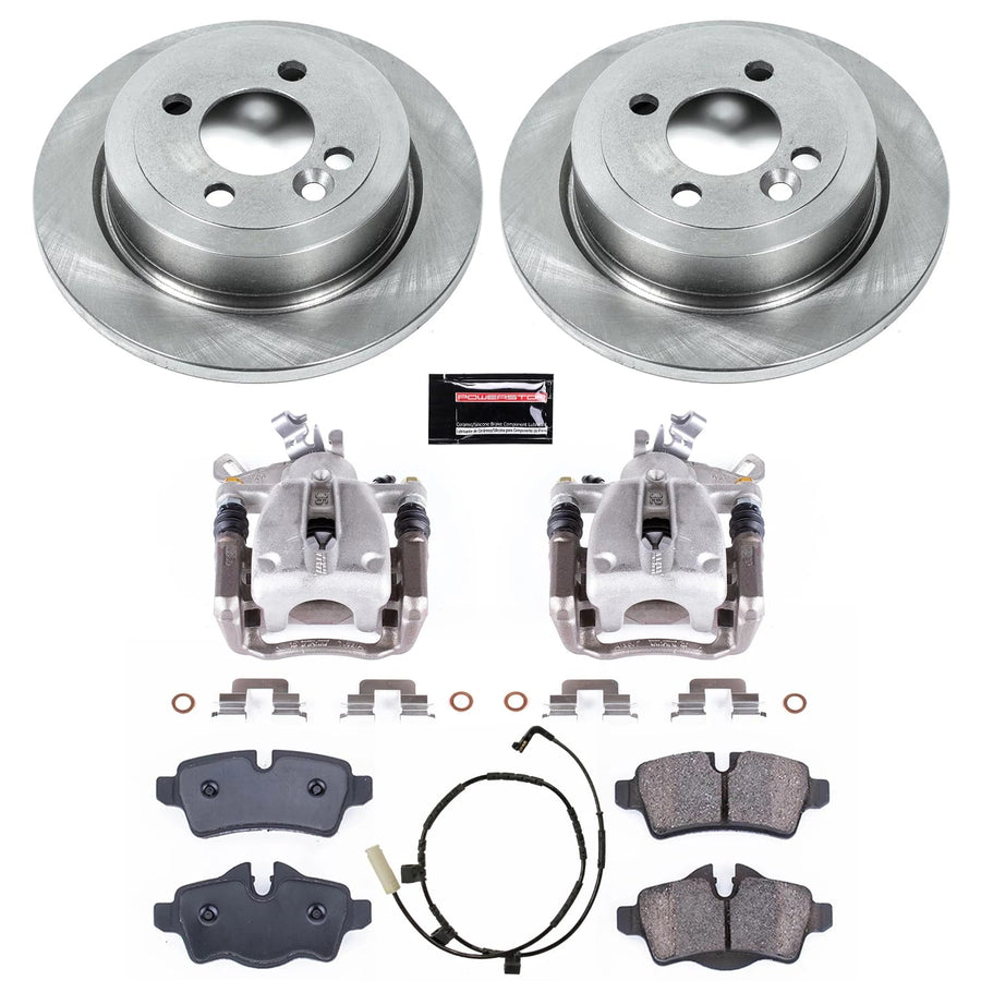 Power Stop KCOE6281 Rear Brake Kit-Drilled/Slotted Rotors, Ceramic Brake Pads & Calipers Stock Replacement For Mini Cooper 2007-2010 [Model Specific]