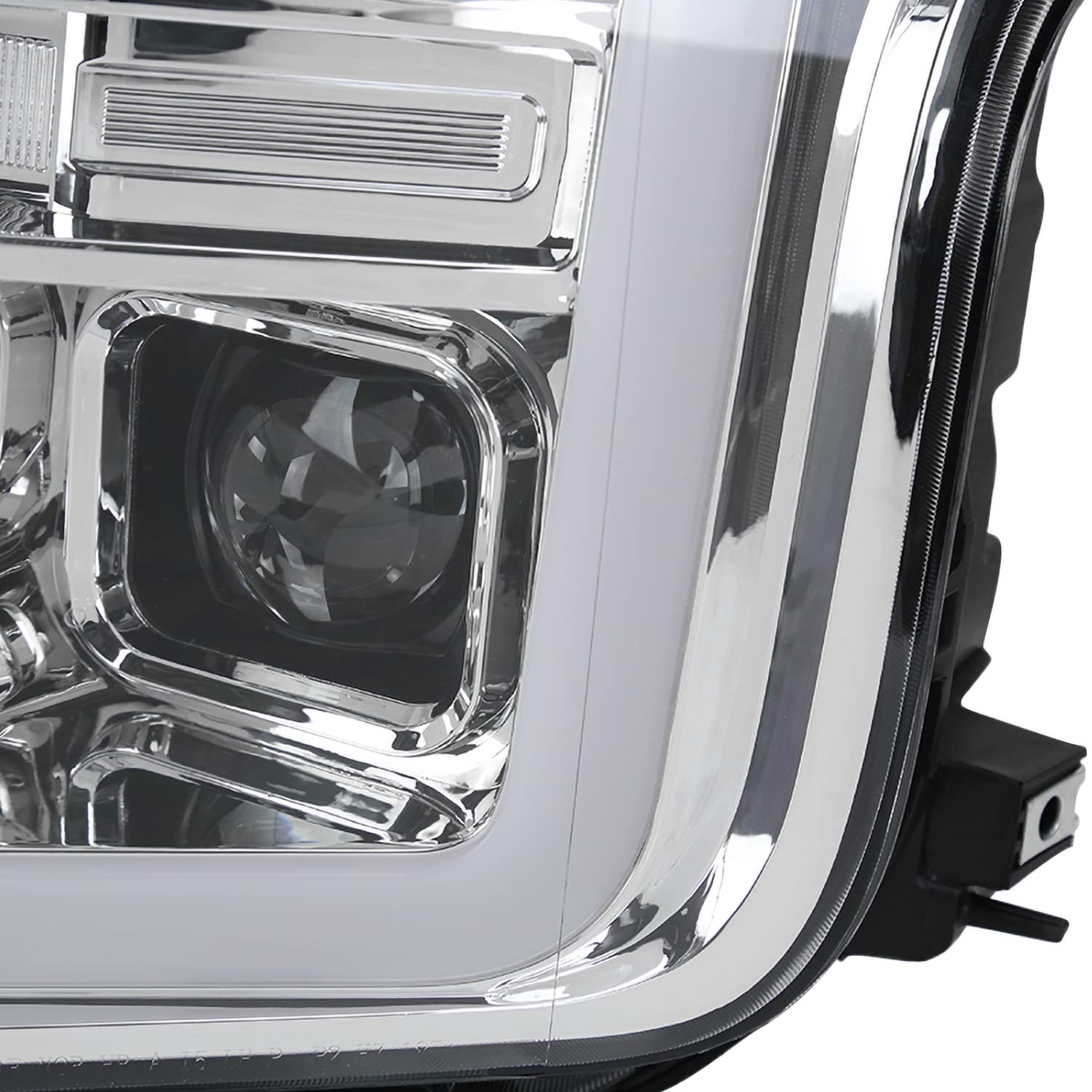 Chrome Sequential Switchback Projector Headlights SPEC-D TUNING w/LED Light Bar Compatible with 2018-2020 Ford F-150, Left + Right Pair Headlamps Assembly