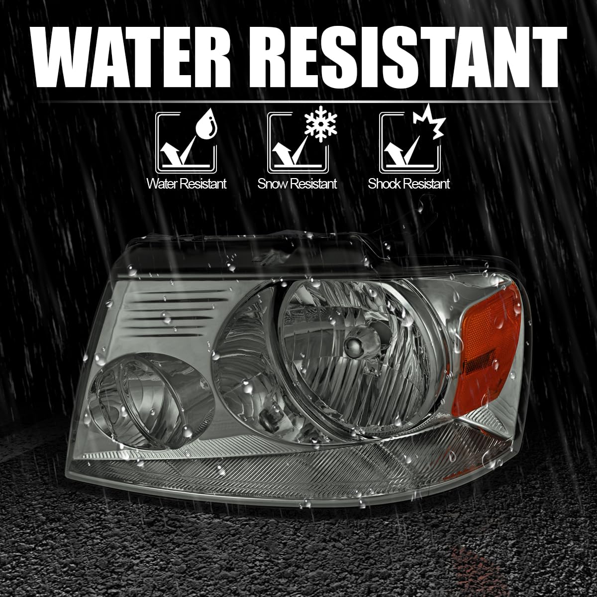 Light Smoke Spec-D Tuning Headlights Compatible with 2004-2008 Ford F-150, Left + Right Pair Headlamps Assembly