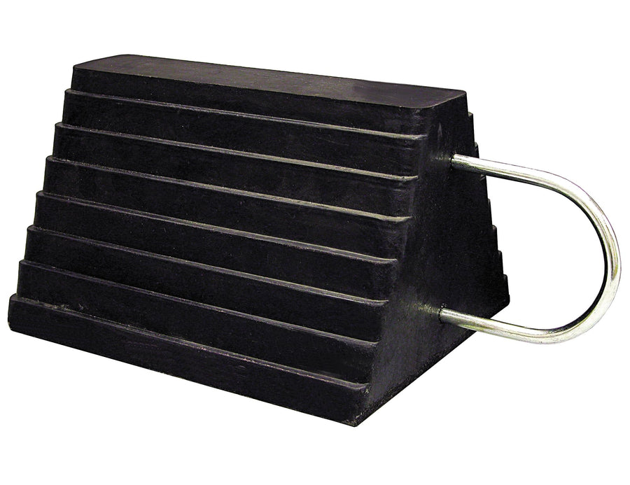 Heavy Duty Rubber Wheel Chock Buyers Products WC1086UWH with U Handle, Reinforced 9.63 x 7.5 x 5.88 in Tire Stopper for Vehicles, Trailers, RVs, Campers – Secure Chocks for Shipping Docks and Garages