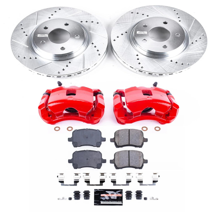 Z23 Evolution Power Stop KC1614B Front Brake Caliper Kit-Brake Rotors, Carbon-Fiber Ceramic Brake Pads, Calipers For Pontiac G5 2009-2010 [Model Specific]