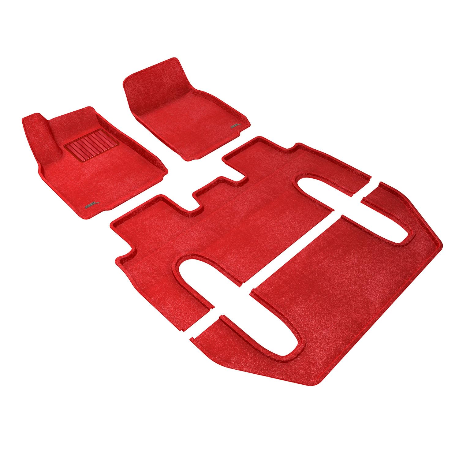 3D MAXpider Premium Custom Fit Floor Mat (Red) Compatible with Tesla Model X 6-Seat 2022-2024 - Full Set