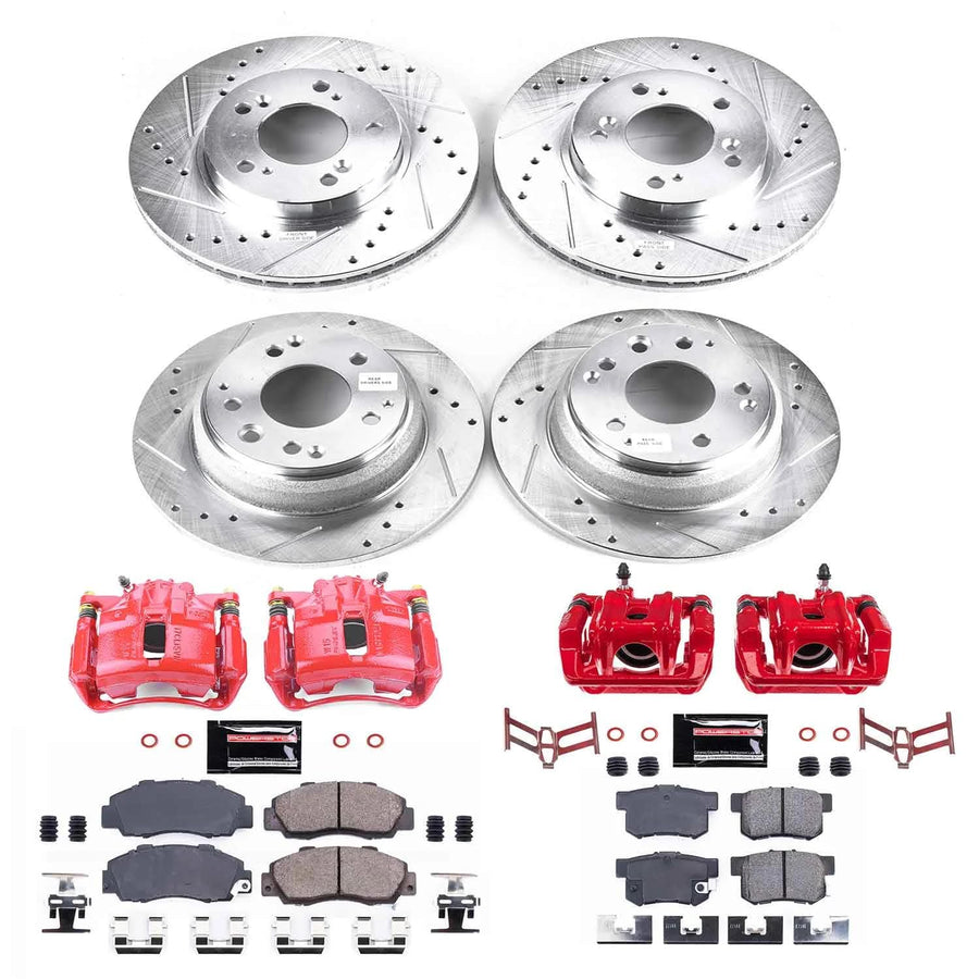 Power Stop Z23 KC2717 Front and Rear Brake Caliper Kit-Brake Rotors, Carbon Ceramic Brake Pads, Calipers For Acura Legend 1991-1995 [Model Specific]