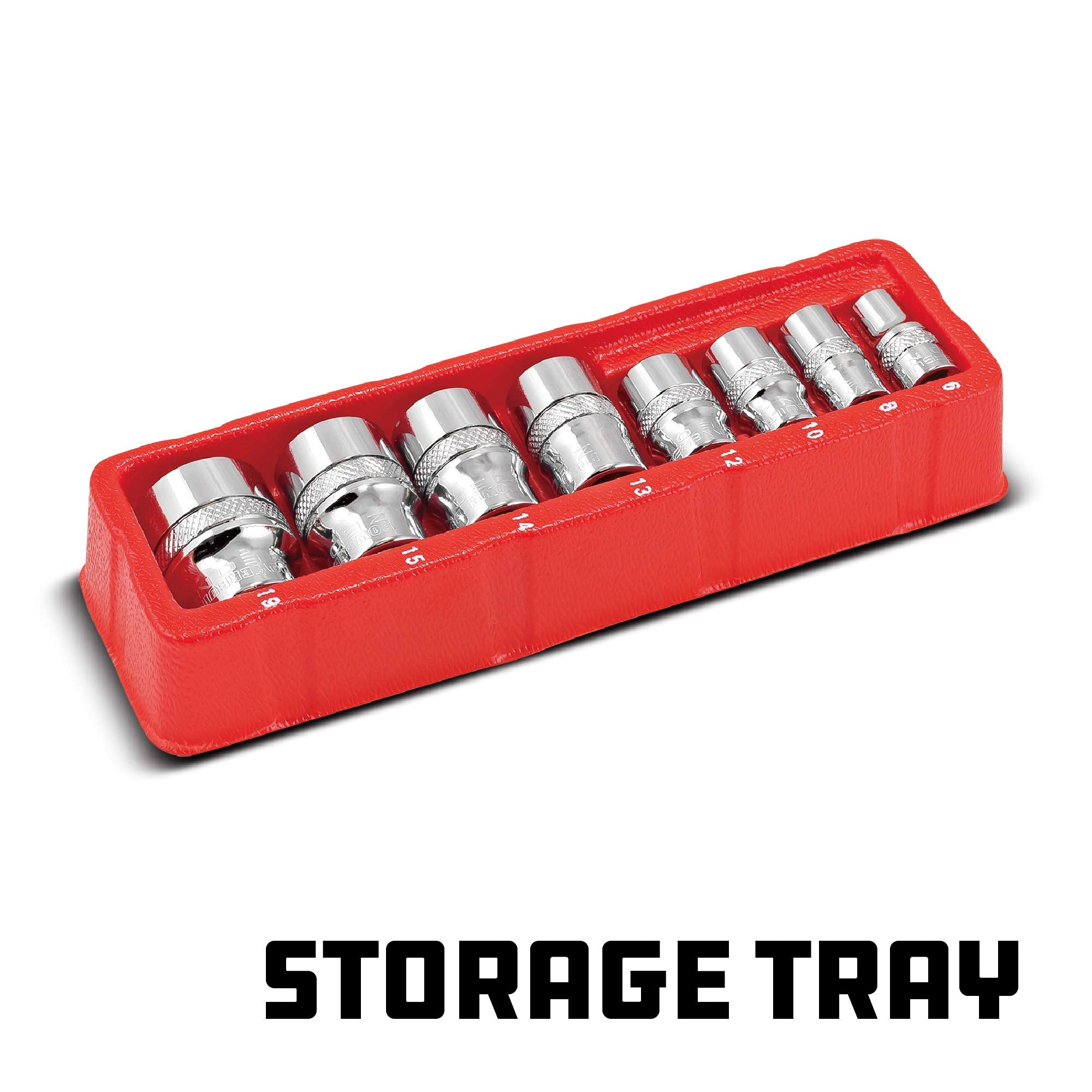 8 Piece Powerbuilt Metric Zeon Socket Set - with use for Standard, Rusted, Rounded Bolts and Nuts, Size from 6mm to 19mm , Silver