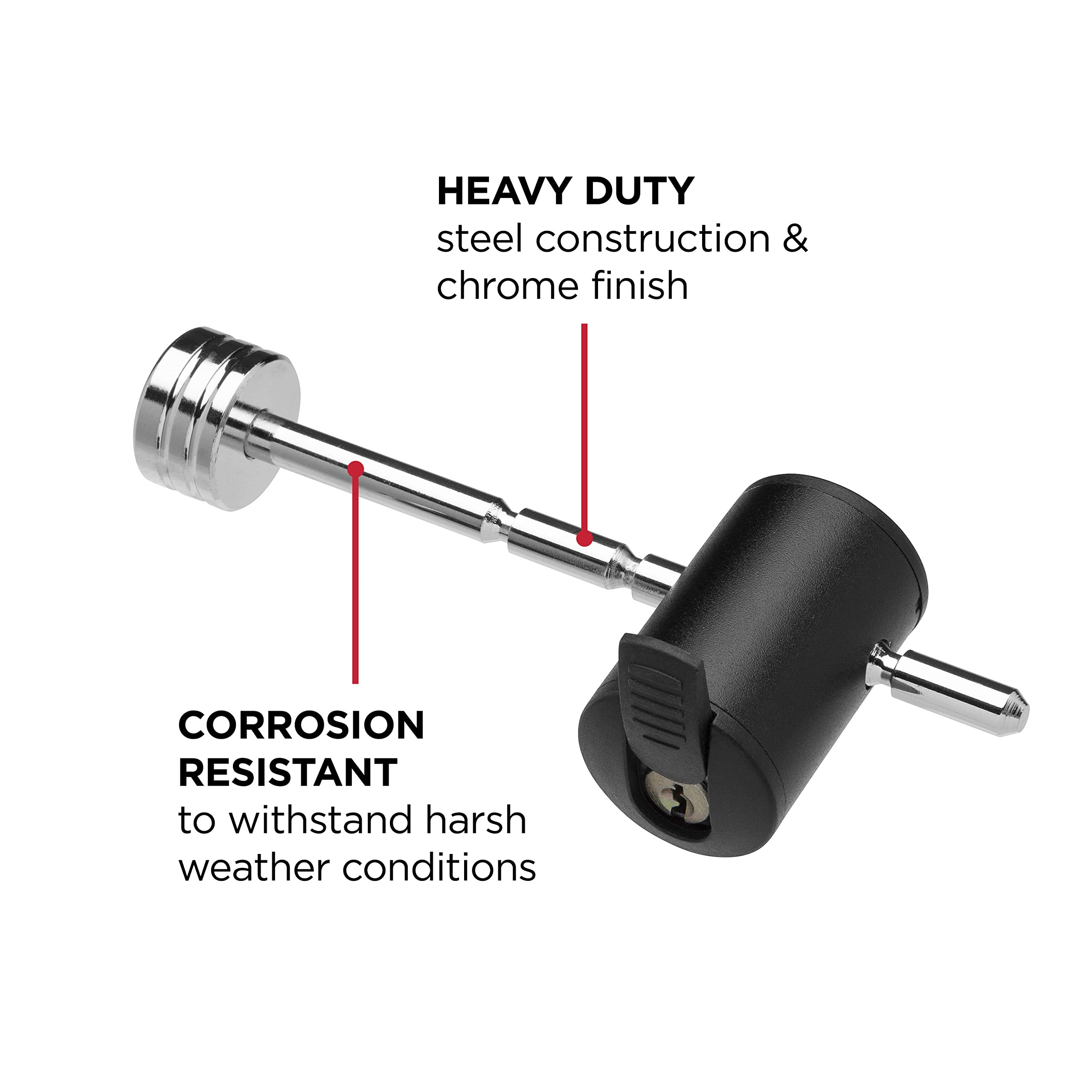 Chrome TOWSMART Adjustable Right Angle Trailer Coupler Lock, 1/4 in. Diameter Pin, 1 in. to 3 in. Span