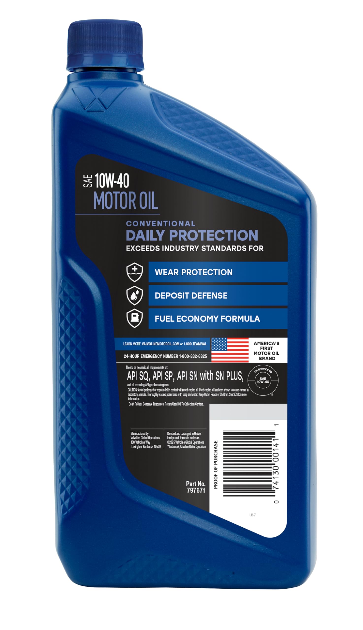 10W-40 Valvoline Daily Protection Conventional Motor Oil 1 QT, Case of 6 (Packaging May Vary)