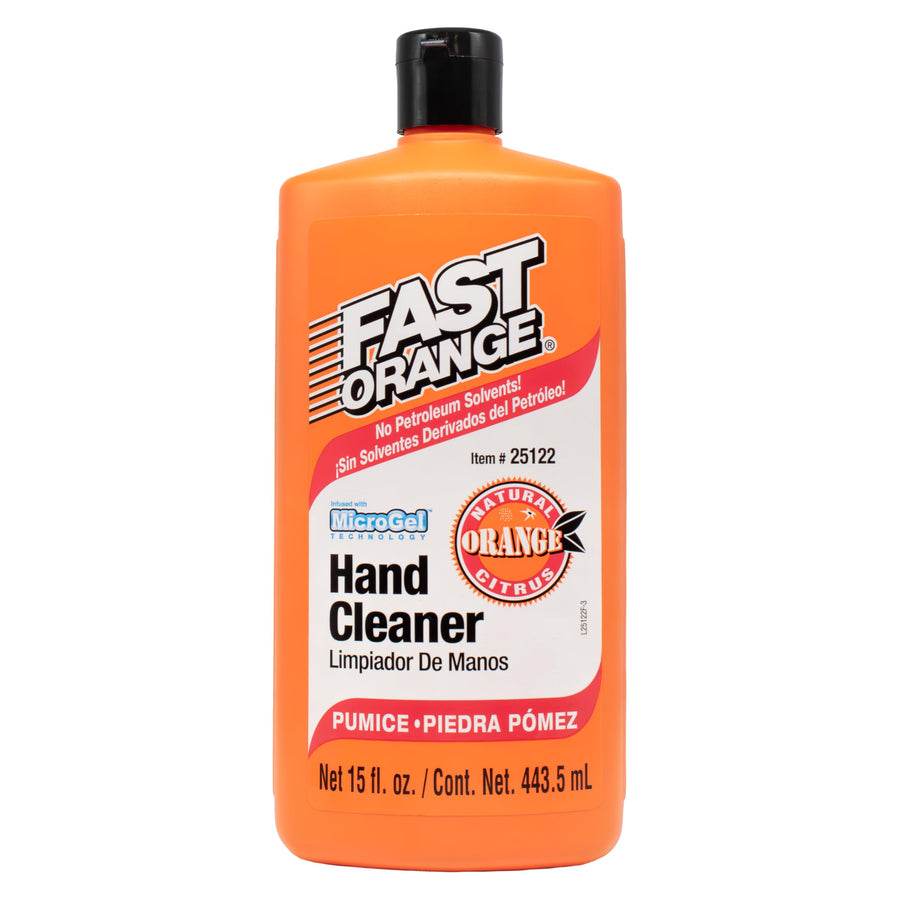 Pumice Lotion Fast Orange 25122, Heavy Duty Hand Cleaner, Natural Citrus Scent, Waterless Cleaner For Mechanics, Strong Grease Fighter, 15 oz