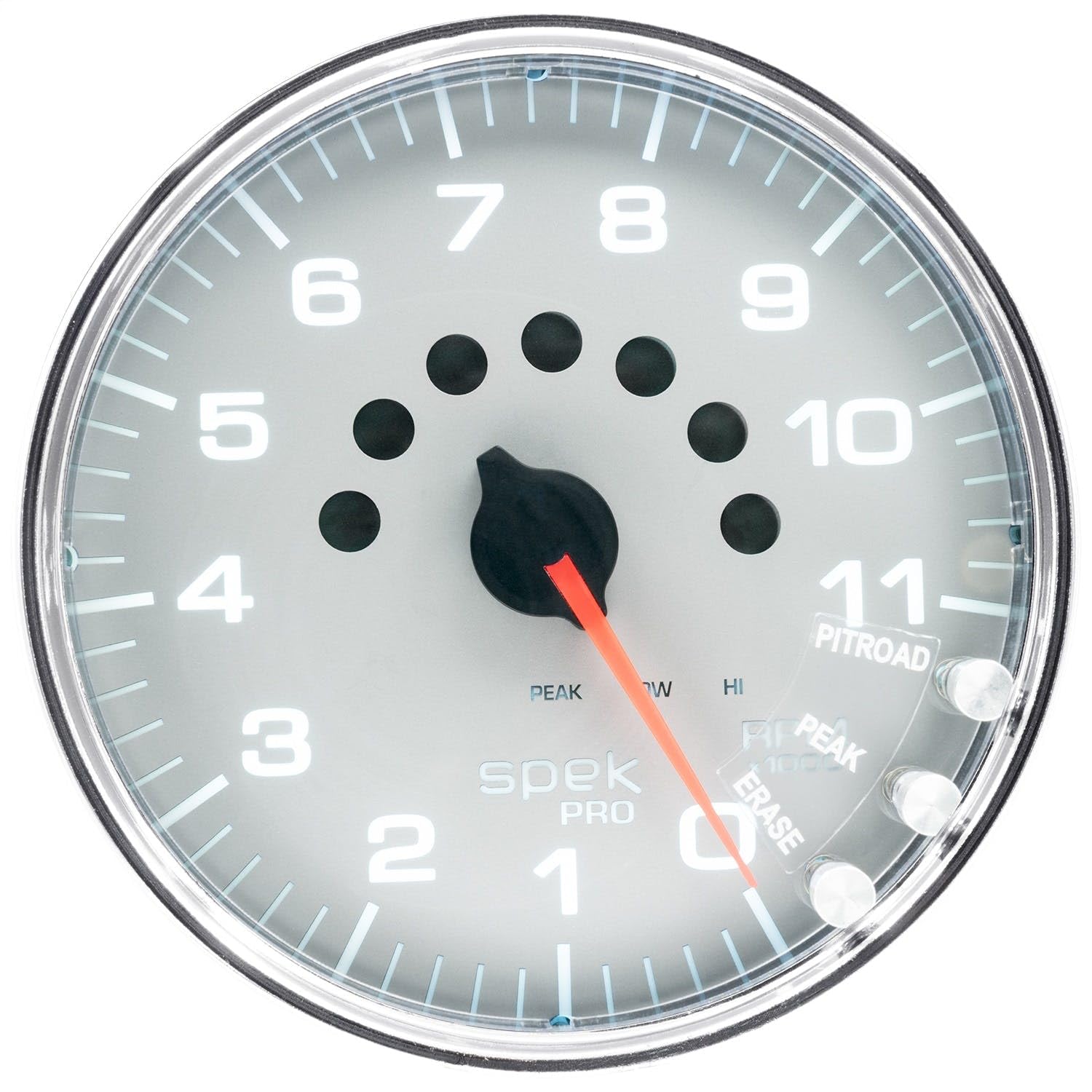 AutoMeter Gauge P23921 Tachometer (Spek-Pro 5", 11K RPM, with Shift Light & Peak Mem, Silver/Chrome, Spek-Pro)