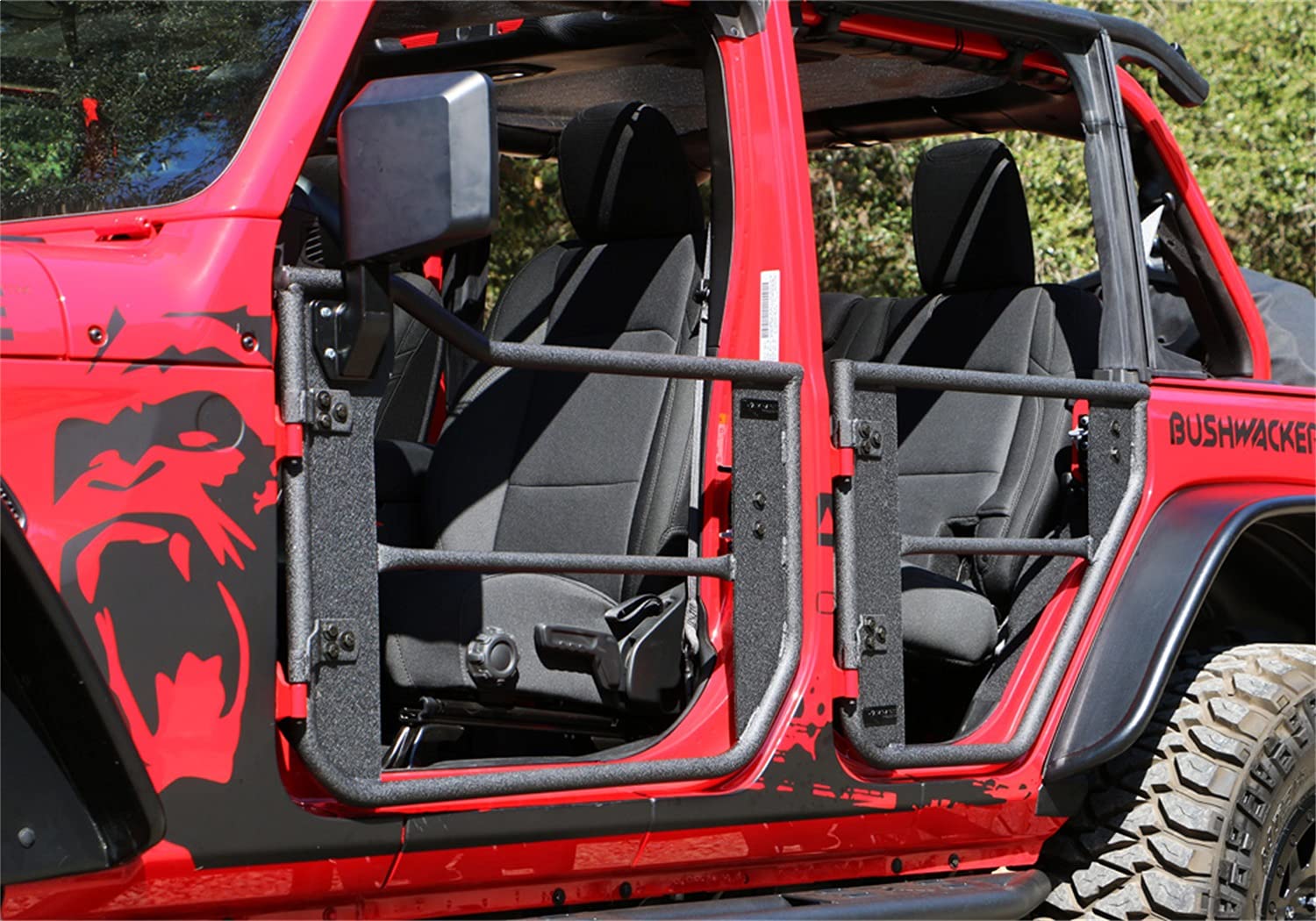 Trail Doors RAMPAGE PRODUCTS for Jeep Wrangler JL | 4-Piece Set, Removable Mesh Net, Steel, Black | 7685 | Fits 2018-2025 Wrangler JLU / 2020-2025 Gladiator JT 4-Door