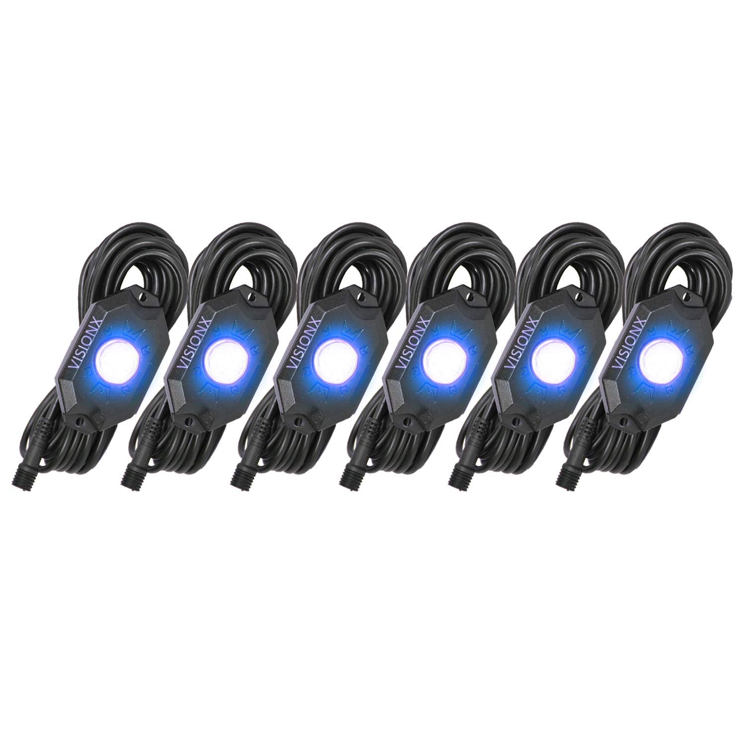 HIL-RL6B Vision X Lighting 9 Watt LED Rock Light 6 Pod Kit, Blue