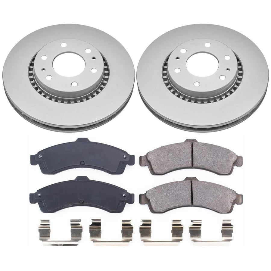 Power Stop Coated Brake Rotor & CRK2061 Ceramic Brake Pads- front For Buick Rainier, Chevy SSR, Chevy Trailblazer EXT, GMC En, GMC Envoy XL, GMC Envoy XUV, Isuzu Ascender, Saab [Model Specific]