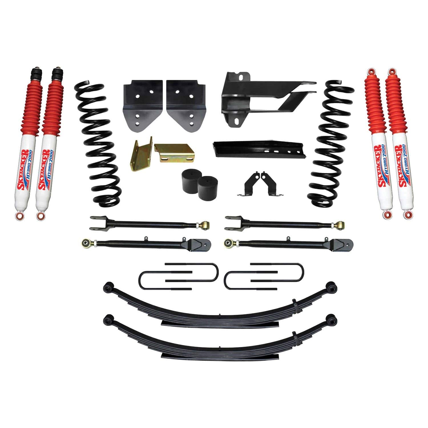 Skyjacker Suspension Lift Kit F174524KS-H w/Shock 4 in. Lift Incl. Front Coil Springs Rear Leaf Springs Adjustable 4-Links Hydro 7000 Shocks