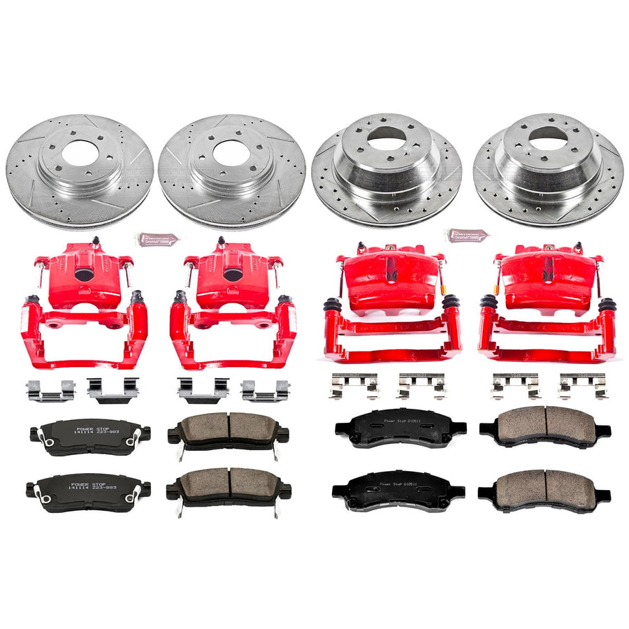 1-Click Performance Brake Kit Power Stop (KC1454) with Calipers For Chevrolet Trailblazer 2006-2009, Saab 9-7x 2008-2009 [Model Specific]