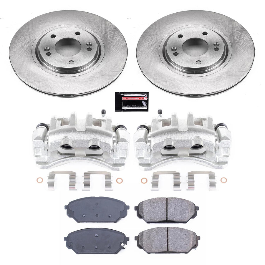 Power Stop KCOE5918 Replacement Autospecialty Front Caliper Kit-Rotors, Ceramic Brake Pads, Calipers For Hyundai Veracruz 2007-2012 [Model Specific]
