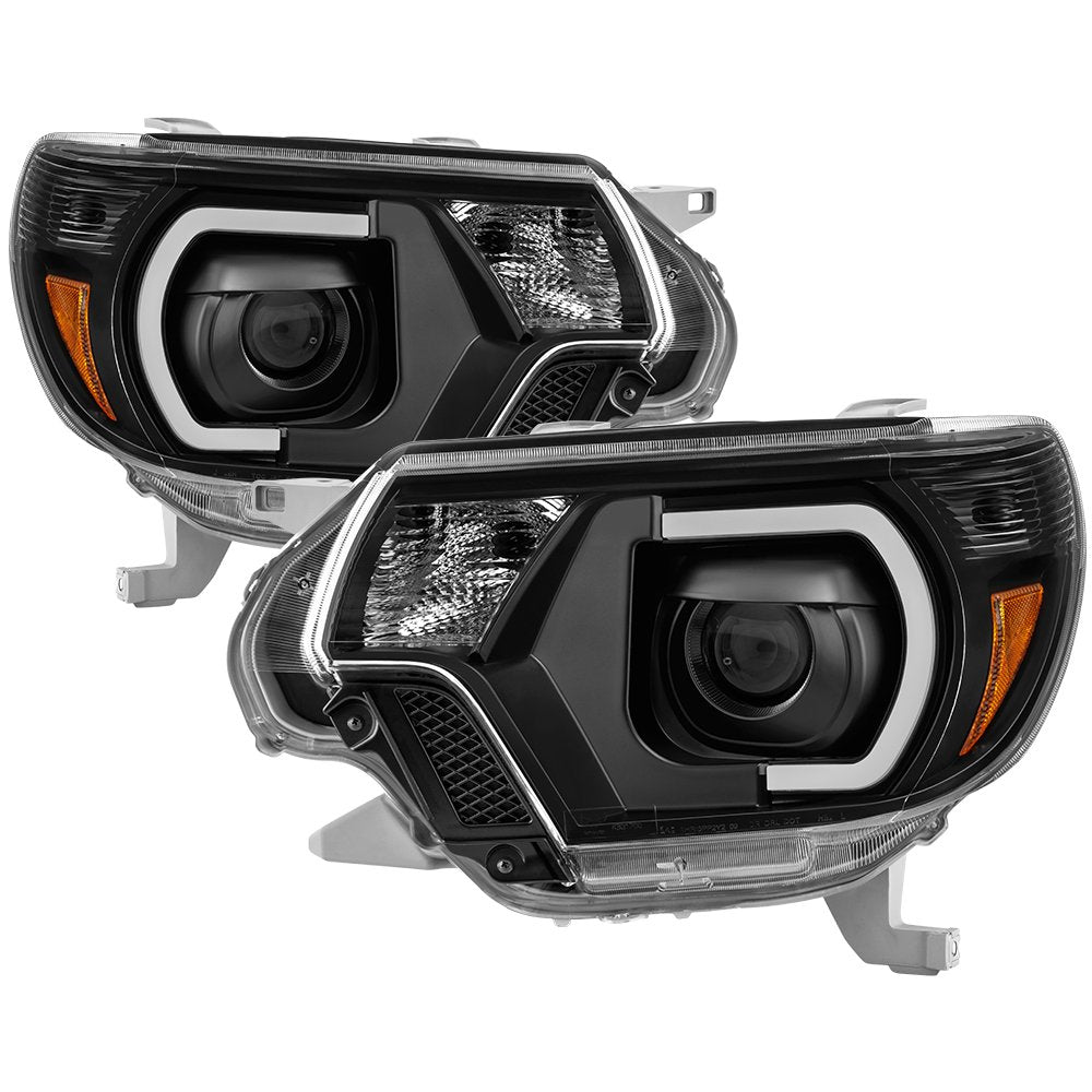 xTune SPYDER (9037542) Toyota Tacoma 12-15 Headlights - Light Bar DRL - Black PRO-JH-TTA12-LBDRL-BK