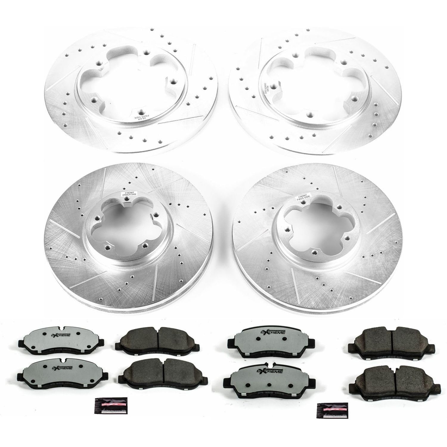 Power Stop K7235-36 Z36 Truck & Tow Front and Rear Brake Kit, Carbon Fiber Ceramic Brake Pads and Drilled/Slotted Brake Rotors For Transit-150, Transit-250, Transit-350 [Model Specific]