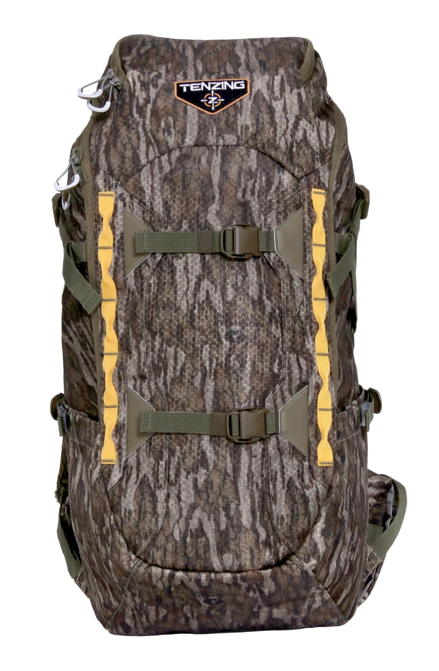 Whitetail Day Pack TENZING 2300, Mossy Oak Bottomlands | Rugged Durable Camo Hunting Backpack with 4 Compartments & 13 Organizational Pockets, Hydration Bladder Compatible