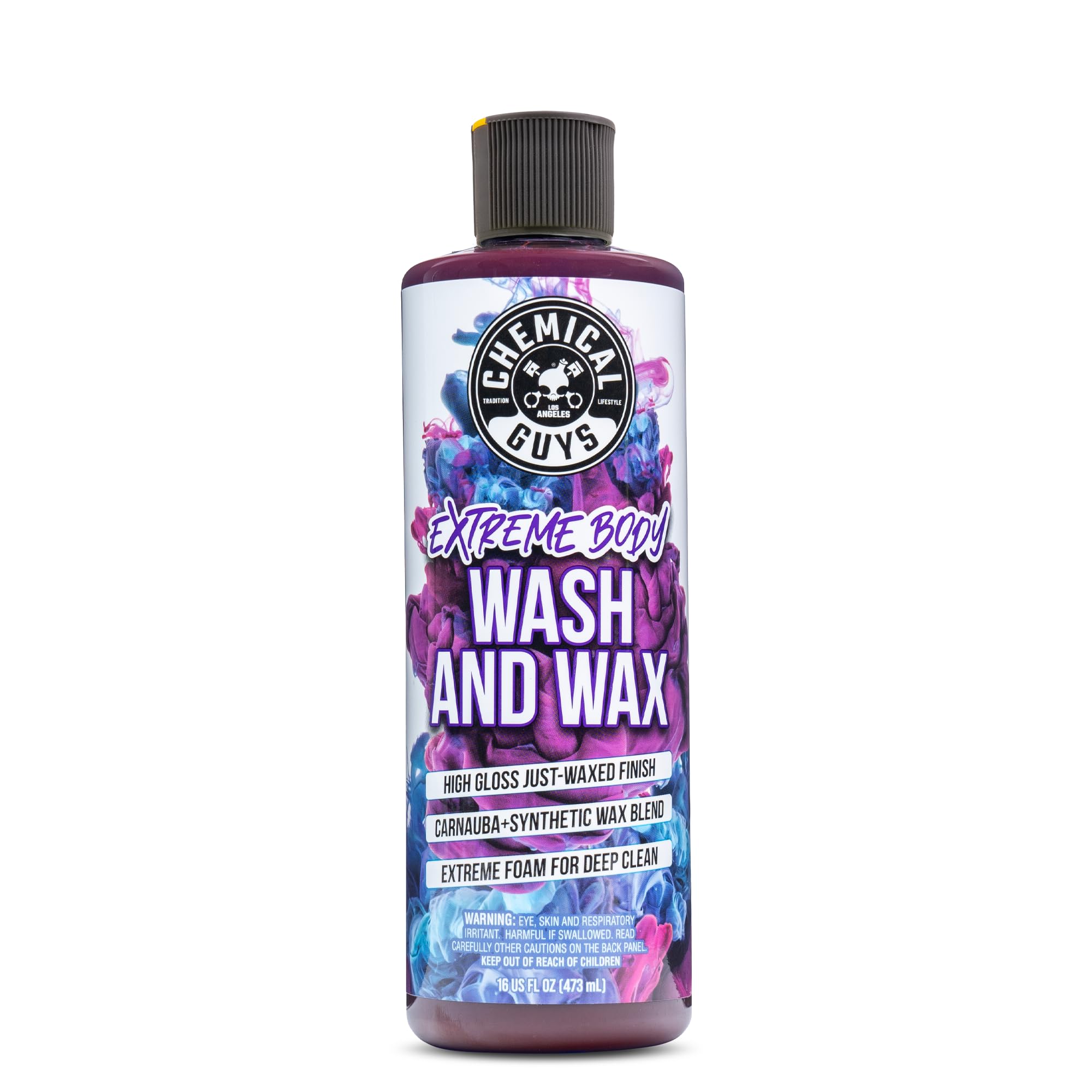 Chemical Guys Foaming Car Wash Soap Extreme Bodywash & Wax - Soap for Foam Cannons, Foam Guns, or Bucket Washes for Cars, Trucks, Motorcycles, RVs, and More, Grape Scent - 16 oz
