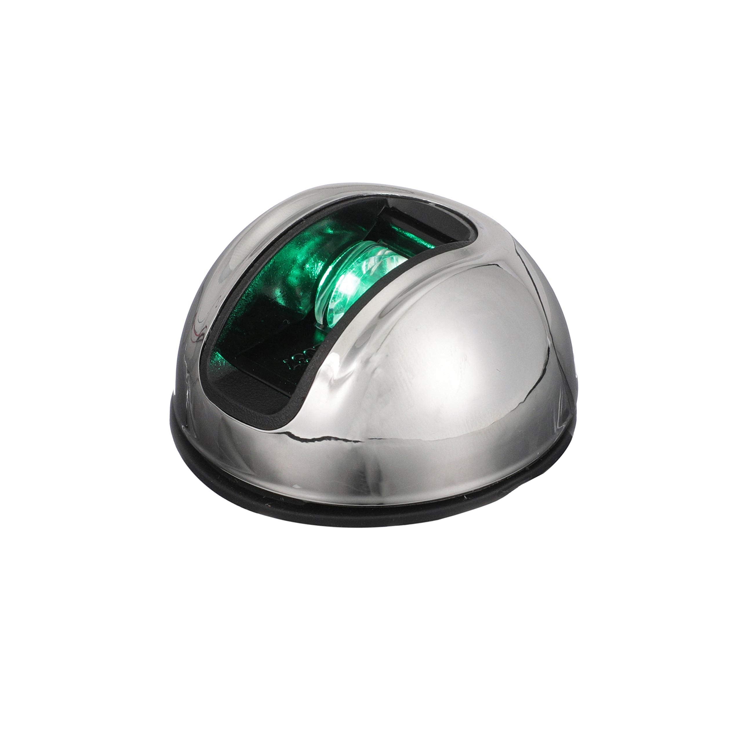 LightArmor™ Attwood NV3012SSG-7 2-Mile Vertical Surface Mount Navigation Light, Green LED Lighting, Round Stainless Housing