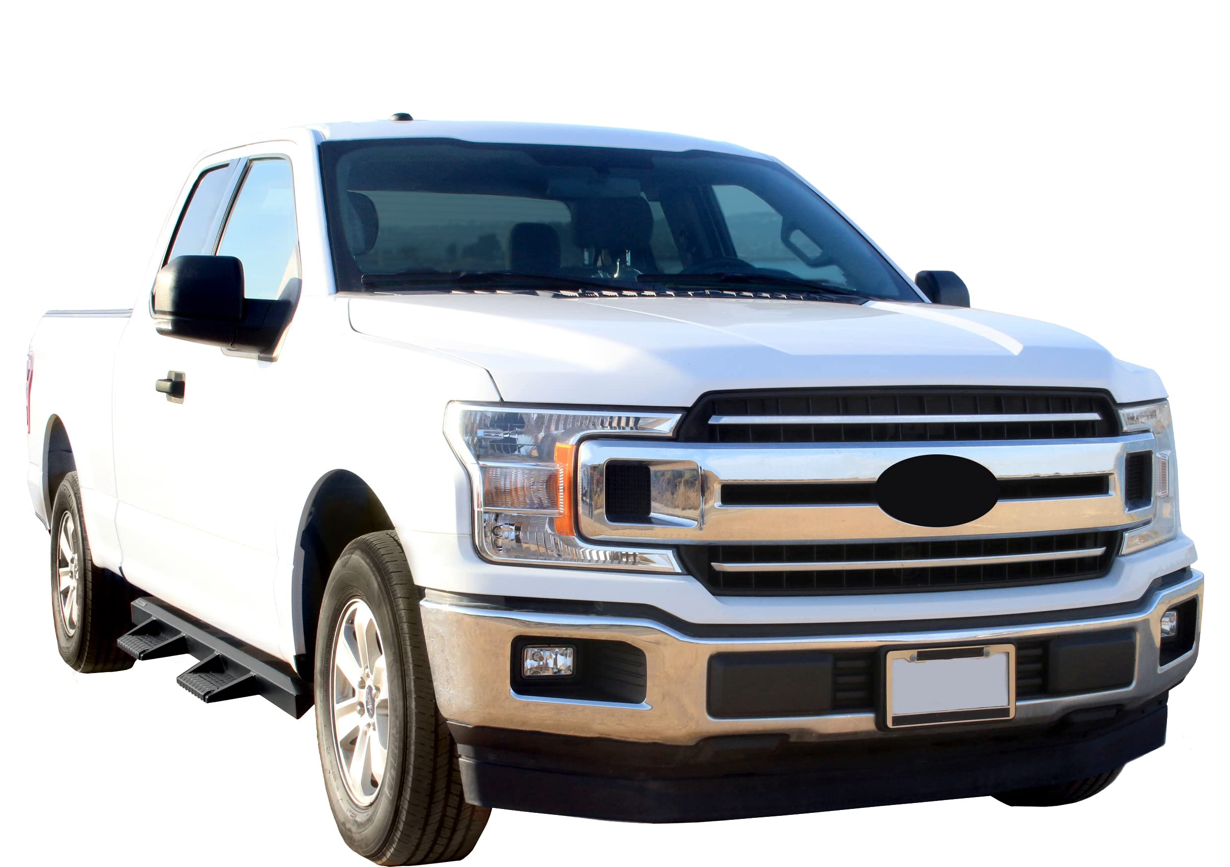 Black Horse Off Road Impact Black Heavy Duty Drop Side Steps - Compatible with 2015-2025 Ford F-150 Super Cab IM-FOF1SC