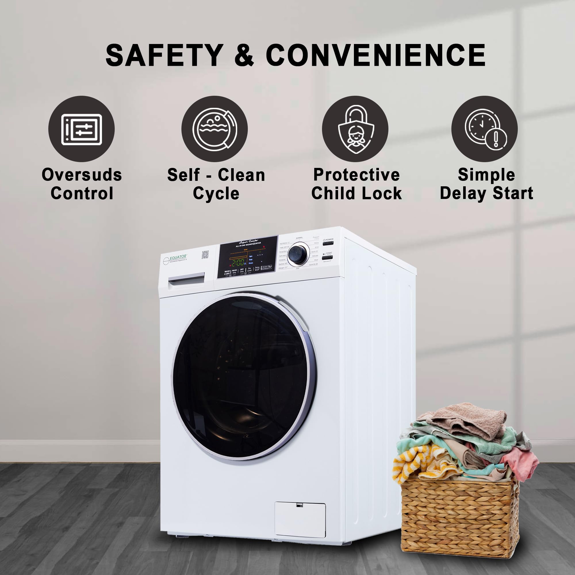 Vented/Ventless Equator Ver 3 Combo Washer Dry-1400RPM Color Coded Display White