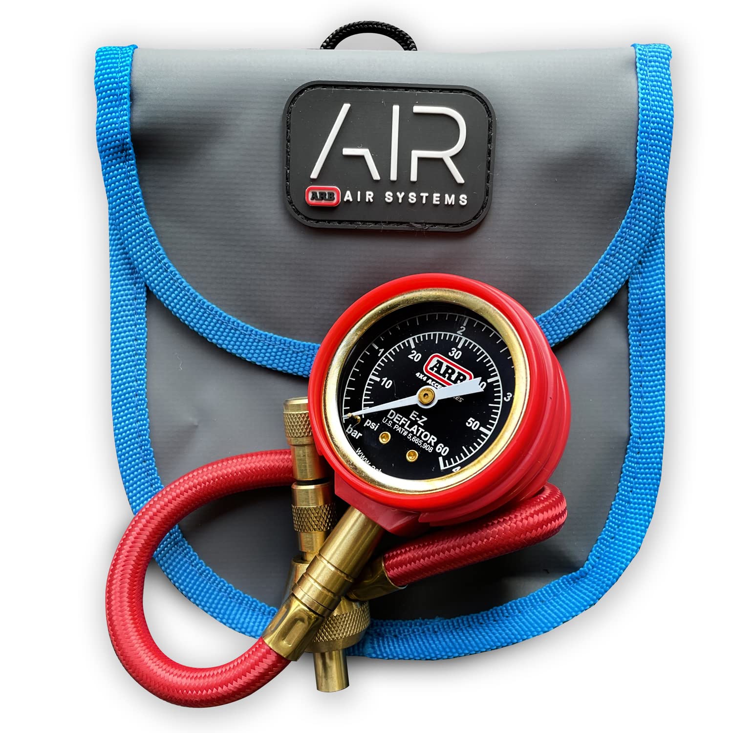 ARB E-Z Deflator Kit ARB600 10-60 PSI 0-4 BAR Tire Pressure Gauge Rapid Air Down for Offroad Include Recovery Gear Pouch