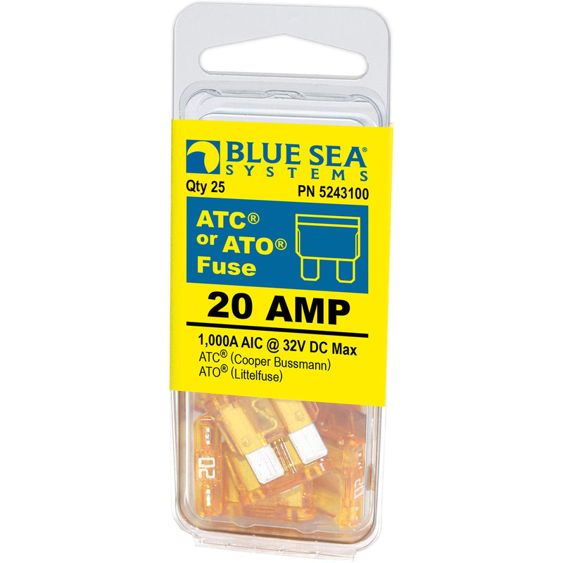 20A Blue Sea Systems ATO/ATC Fuse, 25 Pack