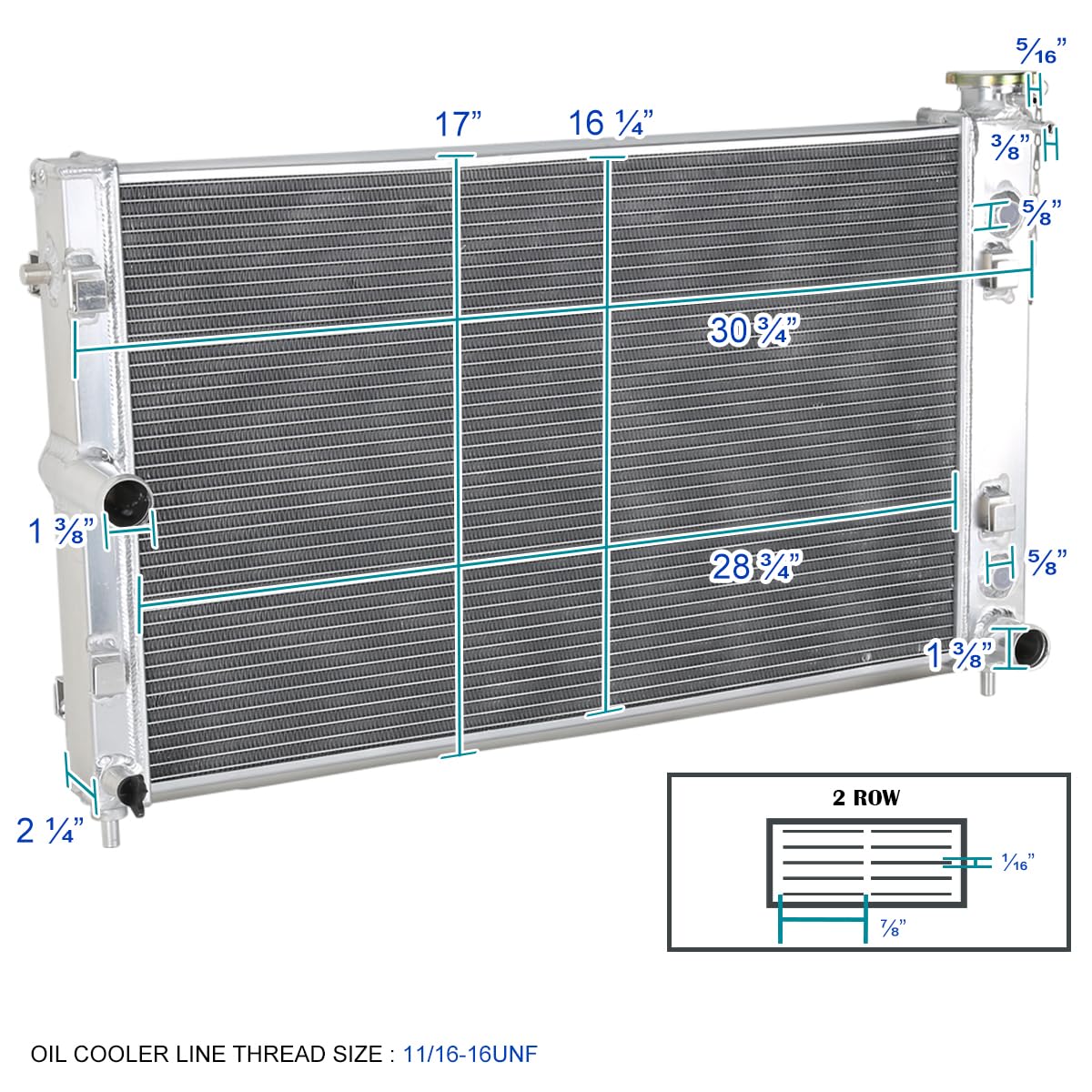 2 Row Aluminum Performance Cooling Radiator SPEC-D TUNING Compatible with 2005-2006 Pontiac GTO 6.0L V8