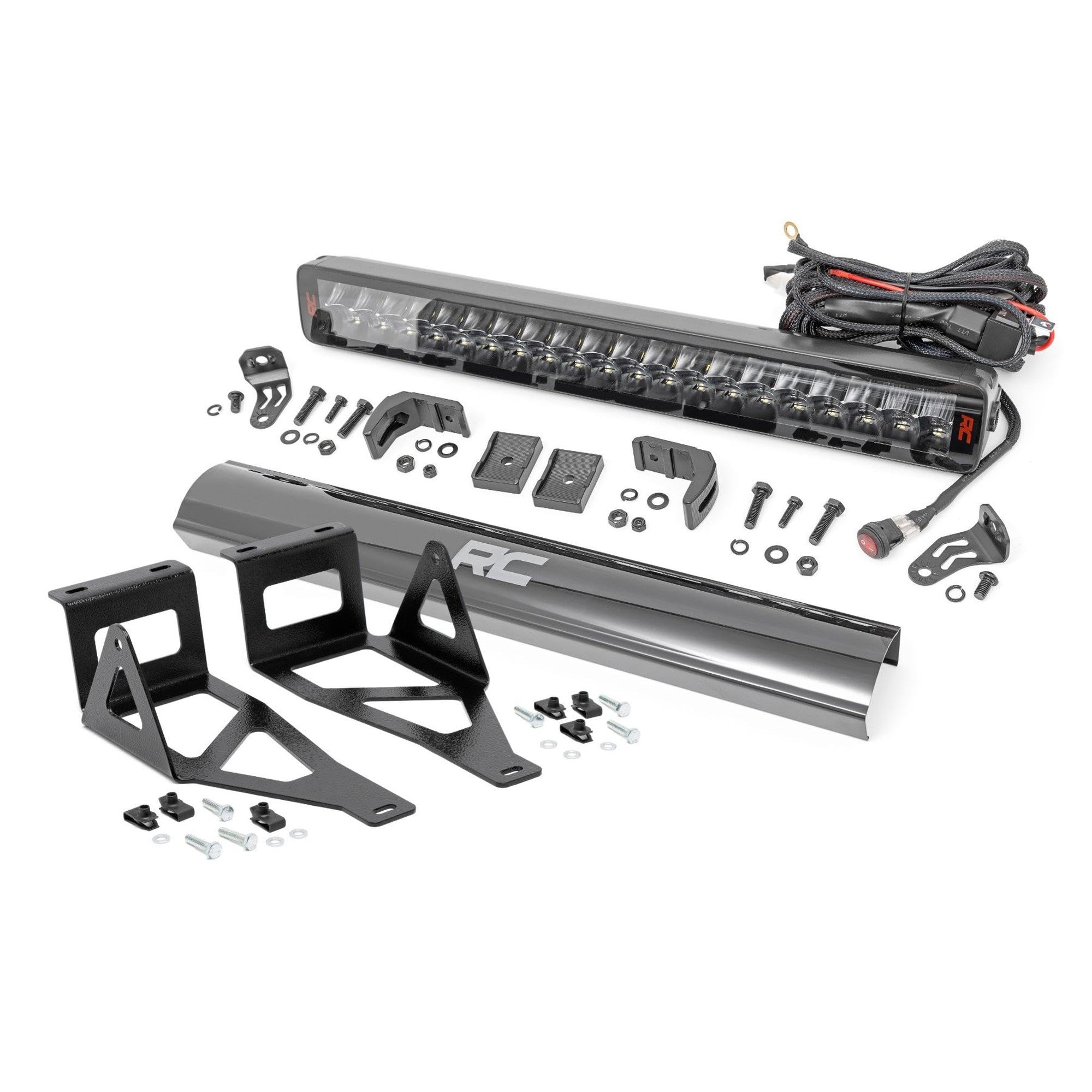 20" Rough Country Dual Row LED Light Bar Kit for Ford F-250/F-350 Super Duty (2005-2007) - Bumper Mount, 200W Spectrum Series, 18,000 Lumens, Combo Spot & Flood Beam