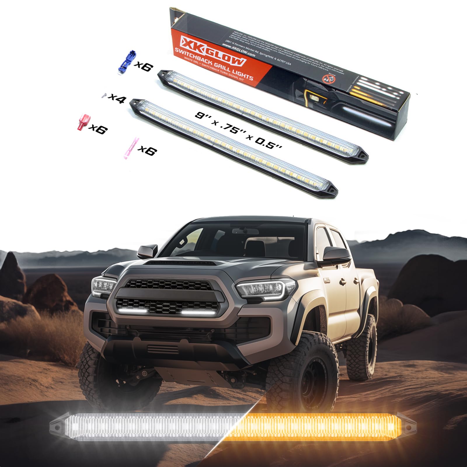 Grill Switchback Lights with Start-up Animation & Sequential Turn Signal (9IN)