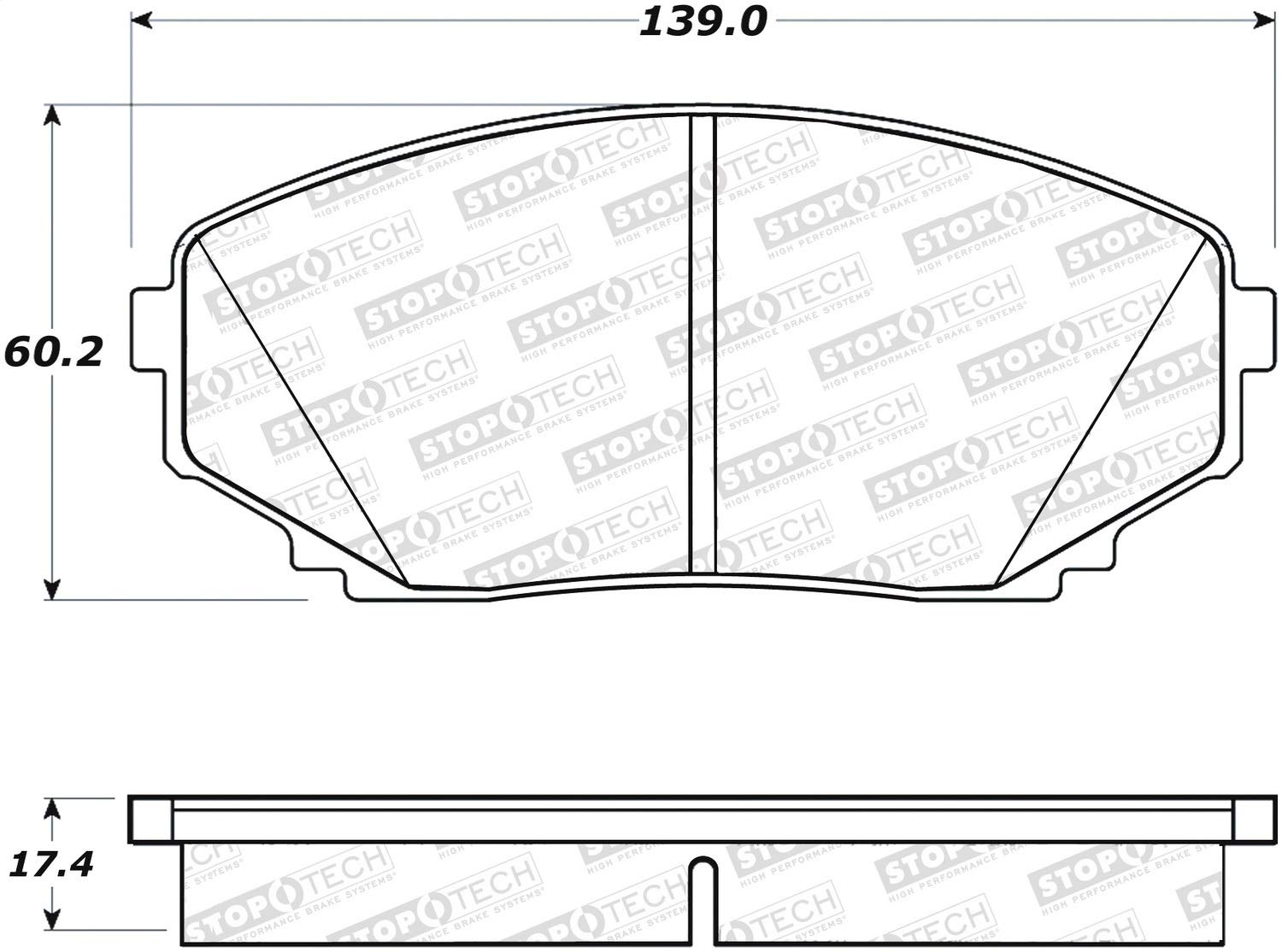 Front StopTech 308.12580 Brake Pads with Shims and Hardware Street