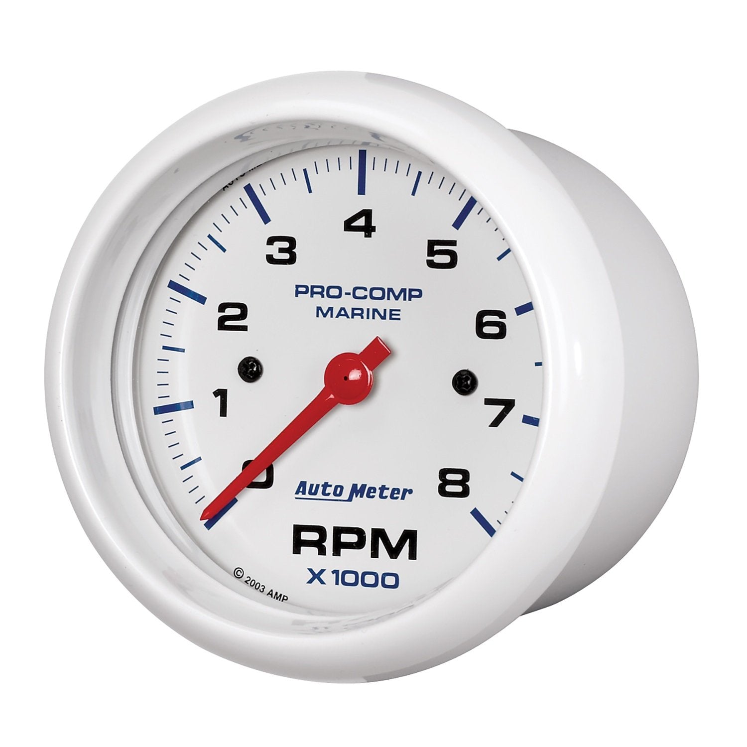 Tachometer, AutoMeter Gauge, 3 3/8", 8K RPM, Marine White (200779)