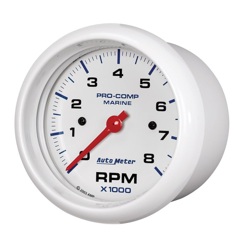 Tachometer, AutoMeter Gauge, 3 3/8", 8K RPM, Marine White (200779)