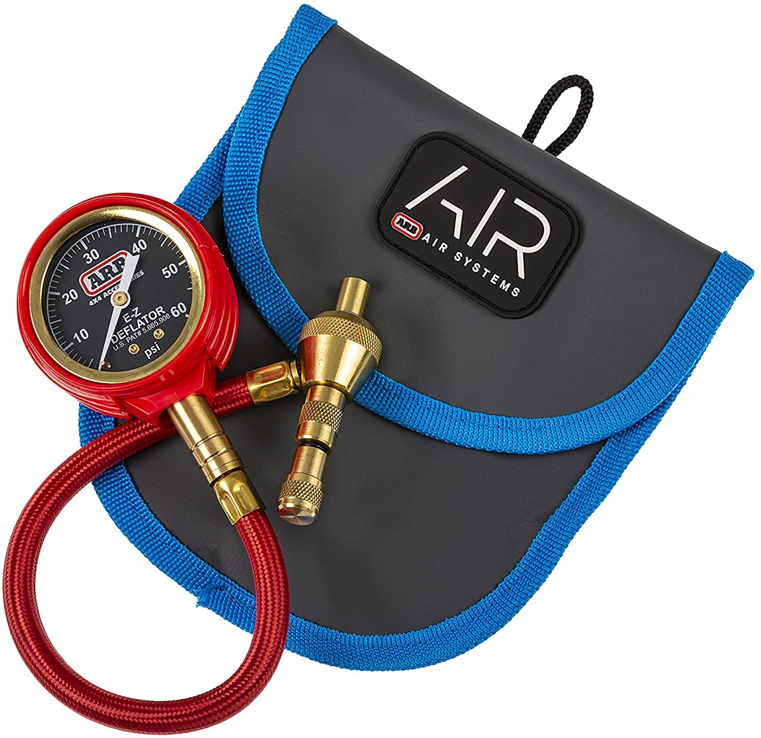 ARB E-Z Deflator Kit ARB600 10-60 PSI 0-4 BAR Tire Pressure Gauge Rapid Air Down for Offroad Include Recovery Gear Pouch