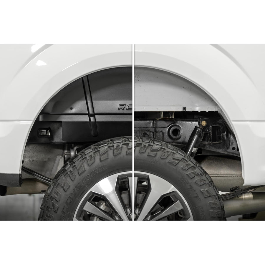 Rough Country Rear Fender Liners for Ford F-150 (2015-2020) - Heavy-Duty Rear Wheel Well Liners for Mud & Debris Protection, Made in USA